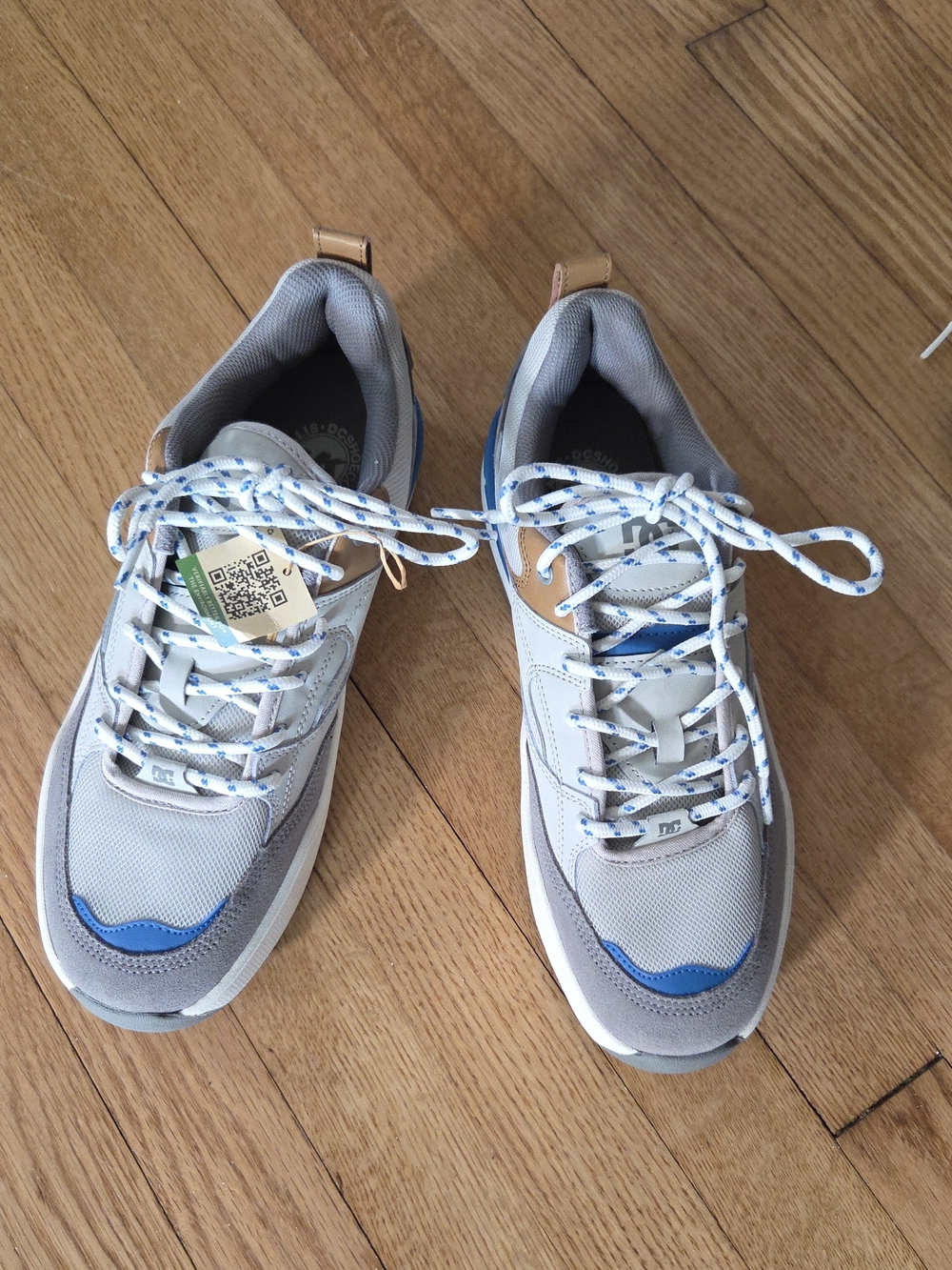 DC Men’s Athletic Shoes Gray with Blue and Tan Accents